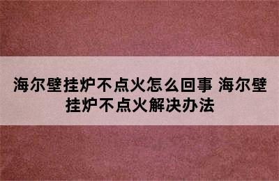 海尔壁挂炉不点火怎么回事 海尔壁挂炉不点火解决办法